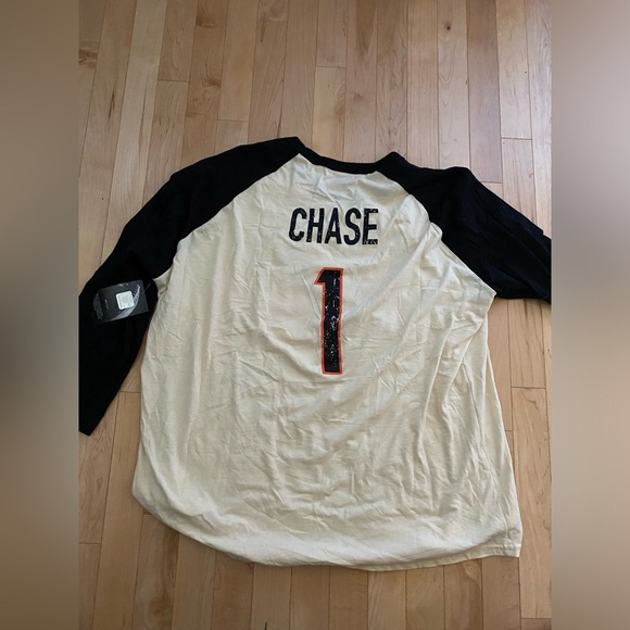 NWT women's Majestic Threads Ja'Marr Chase Cream/Black Cincinnati Bengals - Picture 4 of 5